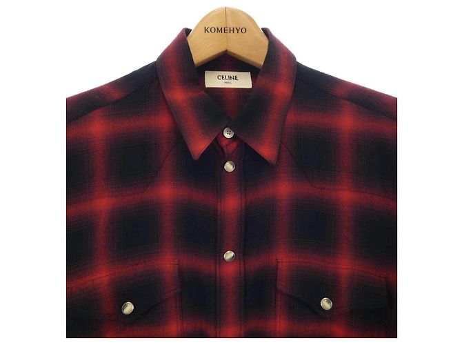 Camisa de cuadros negra y roja Céline Negro - vista 5