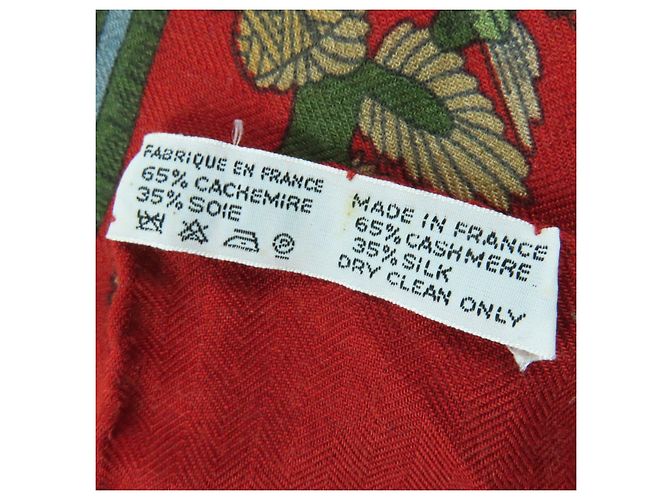Xale Grande de Caxemira e Seda Hermès Astres et Soleils Vermelho - vista 7