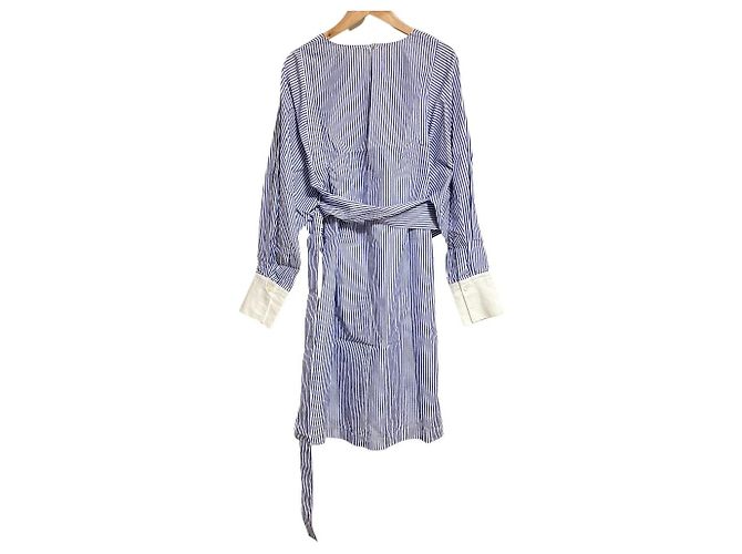 Autre Marque MACPHEE Camisa longa às riscas Azul - vista 2