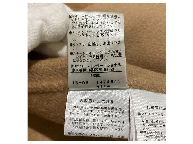 Autre Marque Abrigo con cinturón ADORE 100% Cachemira y Piel de Visón Beige Camello - vista 10