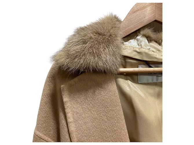 Autre Marque Abrigo con cinturón ADORE 100% Cachemira y Piel de Visón Beige Camello - vista 2