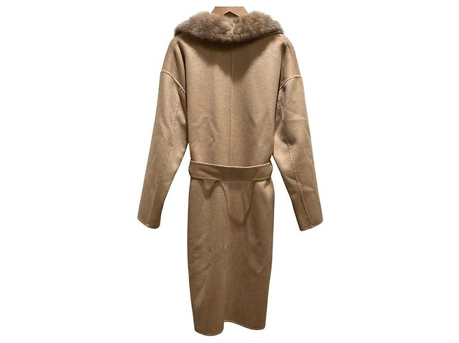 Autre Marque Abrigo con cinturón ADORE 100% Cachemira y Piel de Visón Beige Camello - vista 3
