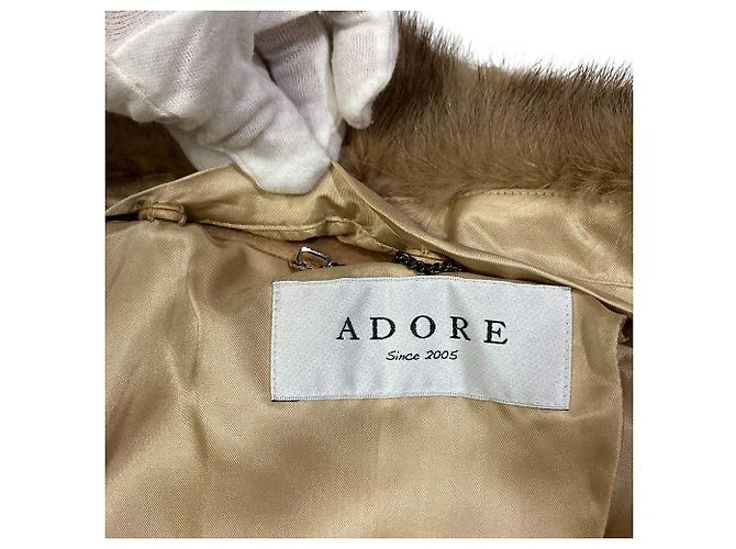 Autre Marque Abrigo con cinturón ADORE 100% Cachemira y Piel de Visón Beige Camello - vista 6