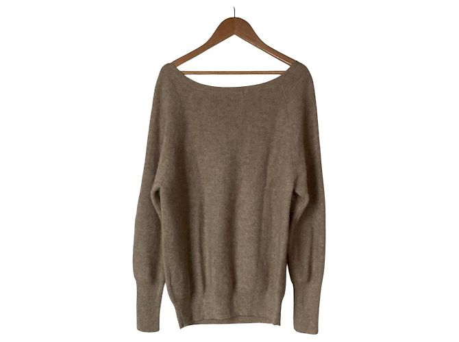 Autre Marque Whim Gazette 100% Kaschmir Pullover Strick mit Bootauschnitt Braun - Ansicht 2