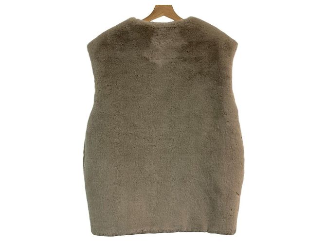 Autre Marque ZARA Kunstpelz-Weste Grau Braun - Ansicht 2