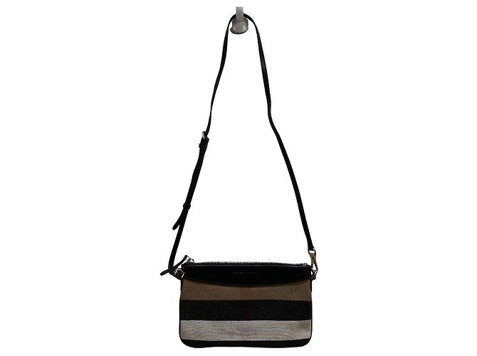 Burberry Nova Check Schultertasche aus Canvas und Leder Braun Schwarz Weiß - Ansicht 2