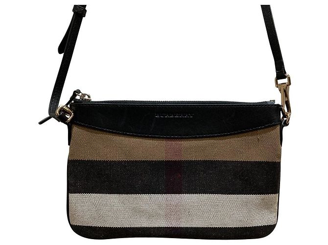 Burberry Nova Check Schultertasche aus Canvas und Leder Braun Schwarz Weiß - Ansicht 3