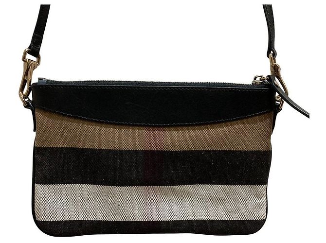 Burberry Nova Check Schultertasche aus Canvas und Leder Braun Schwarz Weiß - Ansicht 6