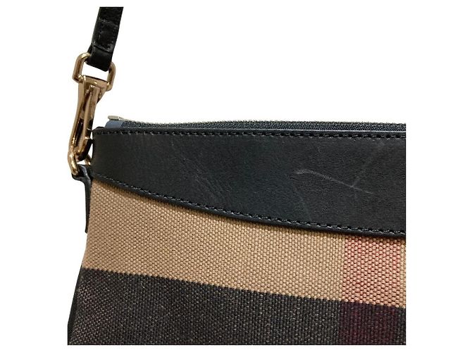 Burberry Nova Check Schultertasche aus Canvas und Leder Braun Schwarz Weiß - Ansicht 7