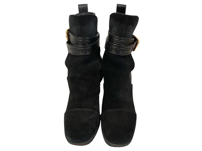 Botines de cuña de ante Louis Vuitton Negro - vista 2