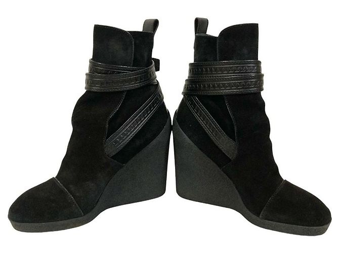 Botines de cuña de ante Louis Vuitton Negro - vista 3