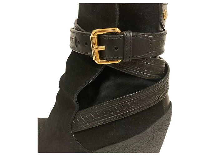 Botines de cuña de ante Louis Vuitton Negro - vista 6
