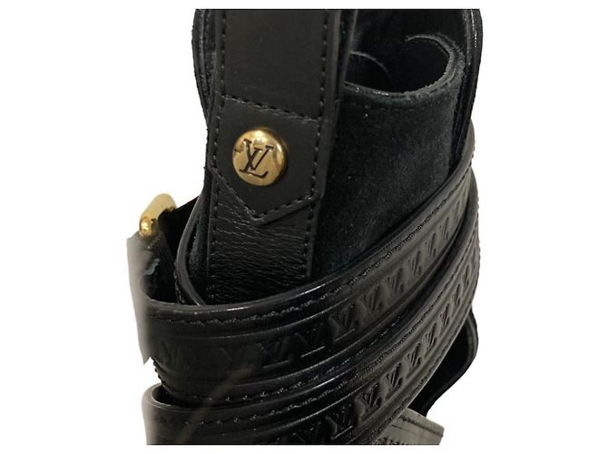 Botines de cuña de ante Louis Vuitton Negro - vista 7