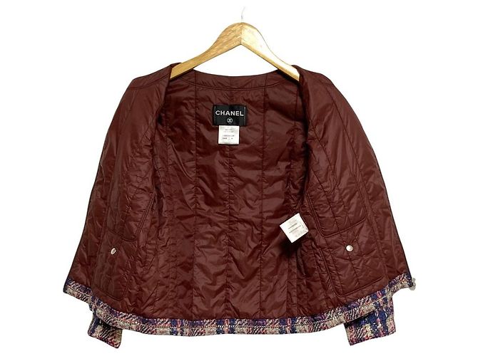 Chaqueta acolchada de tweed Chanel Azul - vista 3