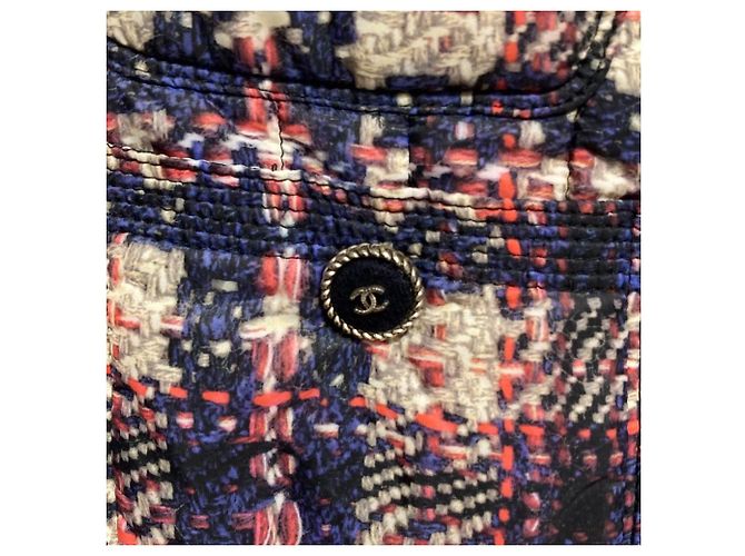 Chaqueta acolchada de tweed Chanel Azul - vista 4