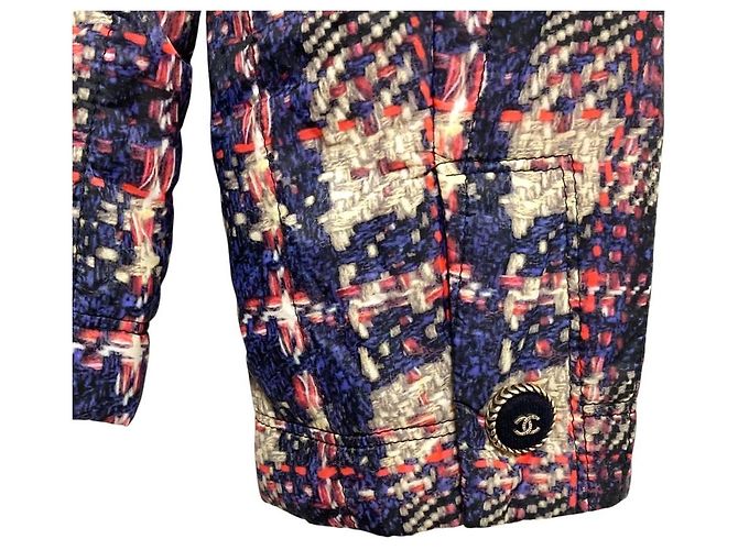 Chaqueta acolchada de tweed Chanel Azul - vista 7