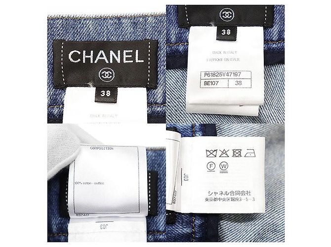 Falda Chanel Metiers d'Art de algodón con patchwork y bordados Azul - vista 10