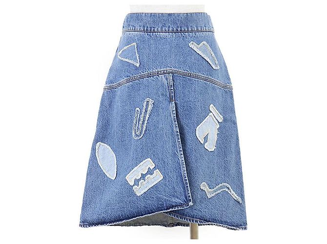 Falda Chanel Metiers d'Art de algodón con patchwork y bordados Azul - vista 7