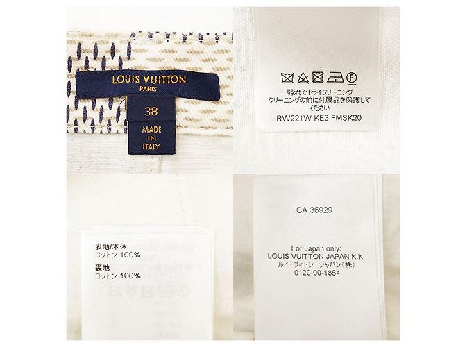 Saia de algodão Louis Vuitton Damier Azur Bege Cru Azul marinho - vista 10