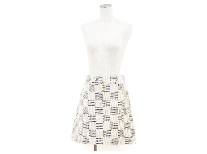 Saia de algodão Louis Vuitton Damier Azur Bege Cru Azul marinho - vista 2
