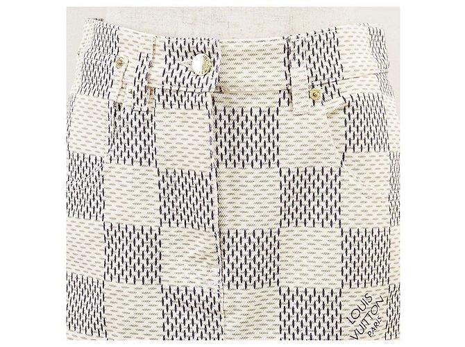 Saia de algodão Louis Vuitton Damier Azur Bege Cru Azul marinho - vista 3