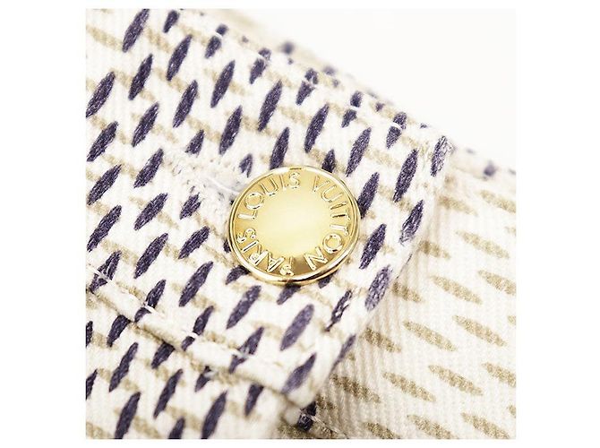 Saia de algodão Louis Vuitton Damier Azur Bege Cru Azul marinho - vista 4
