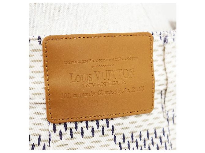 Saia de algodão Louis Vuitton Damier Azur Bege Cru Azul marinho - vista 6
