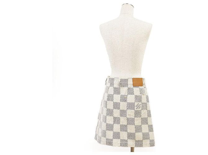 Saia de algodão Louis Vuitton Damier Azur Bege Cru Azul marinho - vista 7