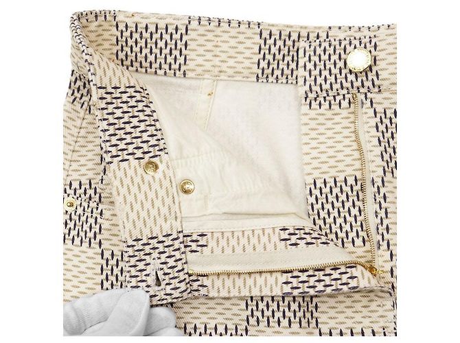 Saia de algodão Louis Vuitton Damier Azur Bege Cru Azul marinho - vista 8