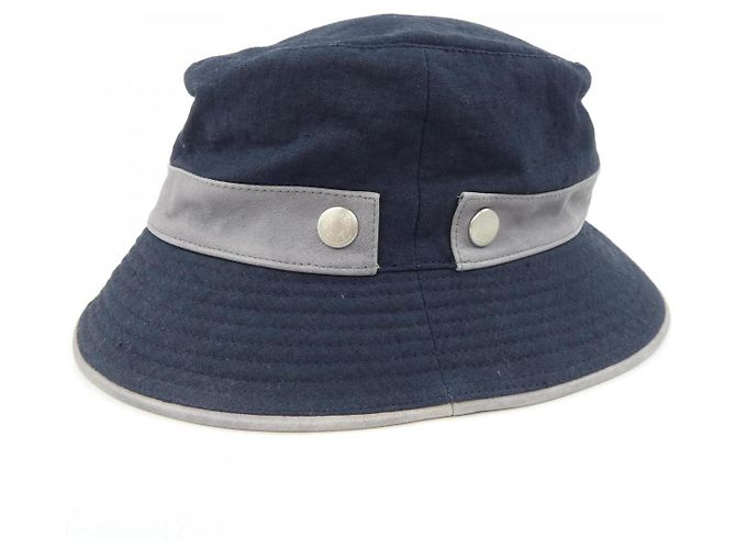 Hermès Hut aus Leder Marineblau - Ansicht 2