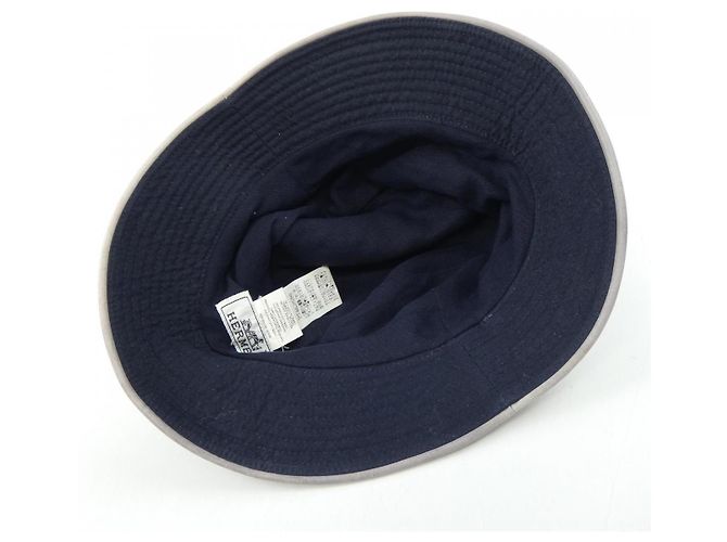 Hermès Hut aus Leder Marineblau - Ansicht 5