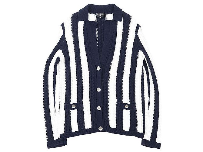 Chanel P74635 Strickjacke aus Baumwolle Blau - Ansicht 11