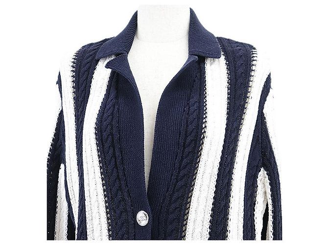 Chanel P74635 Strickjacke aus Baumwolle Blau - Ansicht 2