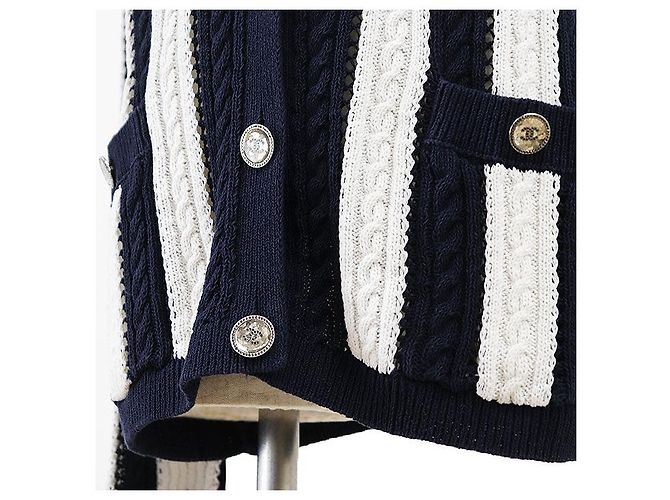 Chanel P74635 Strickjacke aus Baumwolle Blau - Ansicht 5