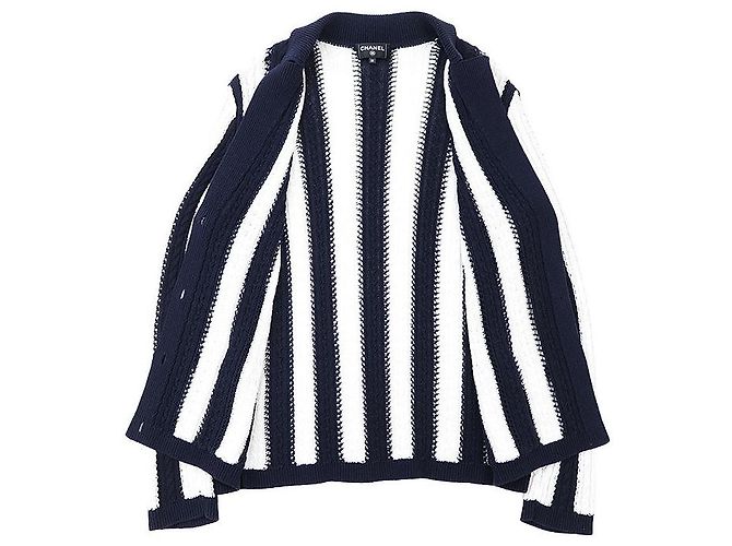 Chanel P74635 Strickjacke aus Baumwolle Blau - Ansicht 8