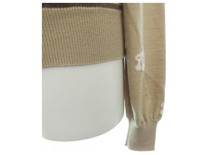 Top de malha Hermès Bege Castanho Branco Marrom - vista 6