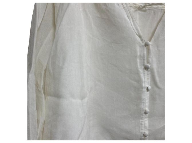 Autre Marque martinique Bluse mit gerafftem Ausschnitt Weiß - Ansicht 3