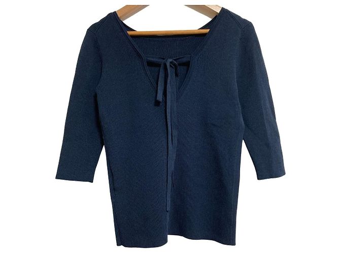 Autre Marque Sov. DOUBLE STANDARD CLOTHING Top de malha com mangas médias Azul Azul marinho - vista 2