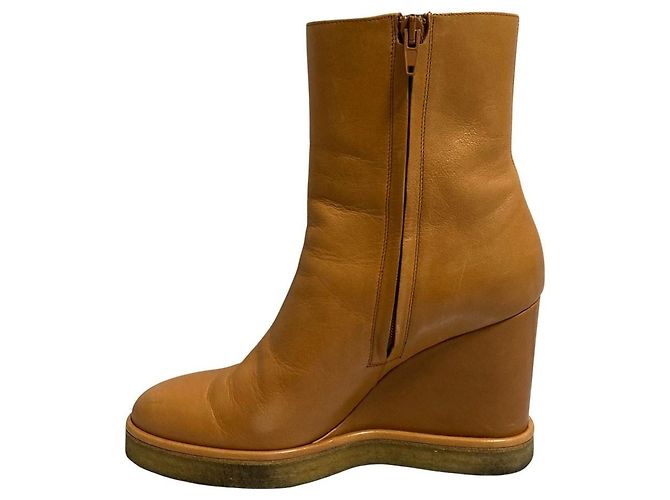 Céline Celine Suede Wedge Short Boots Brown - view 5