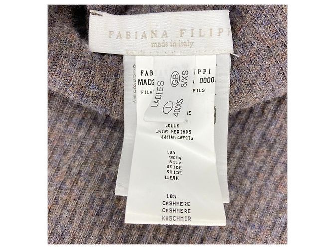 Autre Marque FABIANA FILIPPI Rollkragenpullover aus Wolle Braun Anthrazitgrau - Ansicht 6