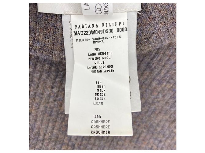 Autre Marque FABIANA FILIPPI Rollkragenpullover aus Wolle Braun Anthrazitgrau - Ansicht 7