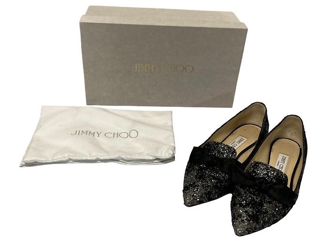 Décolleté Jimmy Choo GALA Glitter Ribbon Pumps Nero - vista 10
