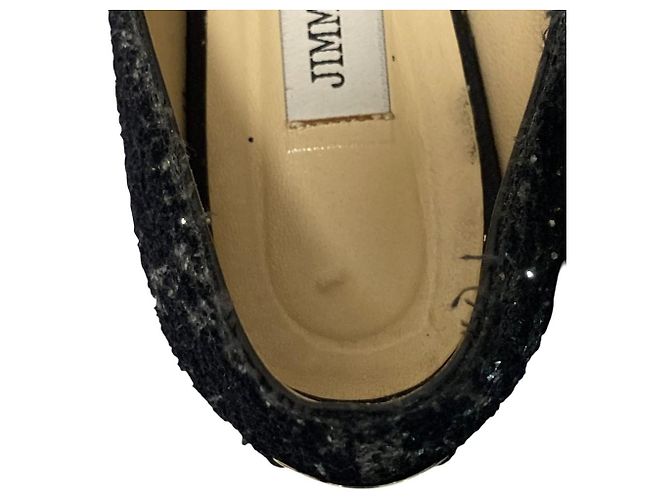 Décolleté Jimmy Choo GALA Glitter Ribbon Pumps Nero - vista 13