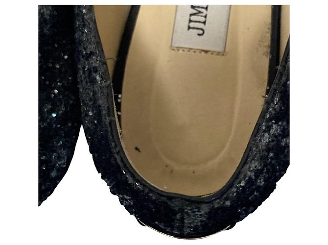 Décolleté Jimmy Choo GALA Glitter Ribbon Pumps Nero - vista 14