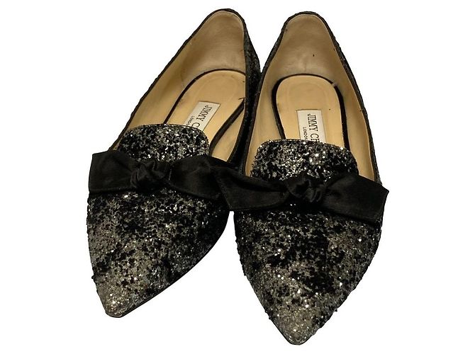 Décolleté Jimmy Choo GALA Glitter Ribbon Pumps Nero - vista 2