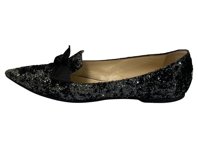 Décolleté Jimmy Choo GALA Glitter Ribbon Pumps Nero - vista 3