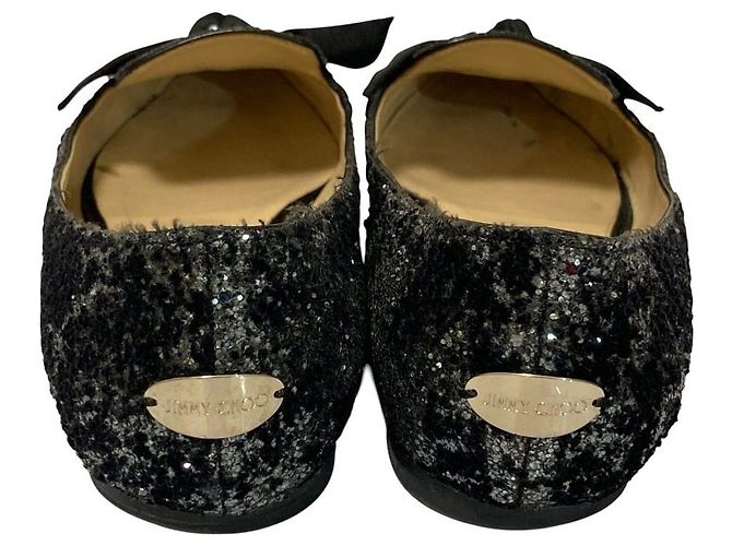 Décolleté Jimmy Choo GALA Glitter Ribbon Pumps Nero - vista 4