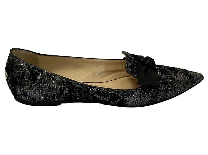 Décolleté Jimmy Choo GALA Glitter Ribbon Pumps Nero - vista 5