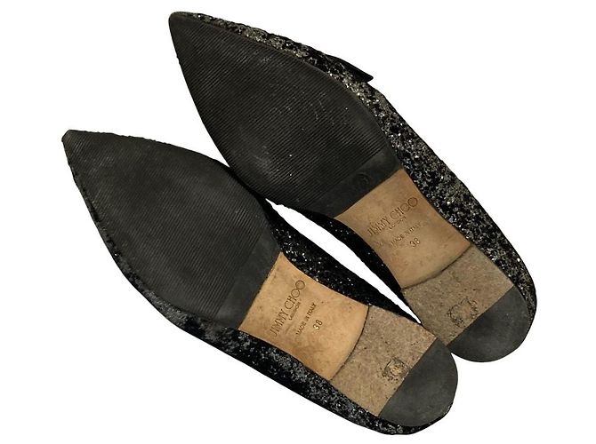 Décolleté Jimmy Choo GALA Glitter Ribbon Pumps Nero - vista 6