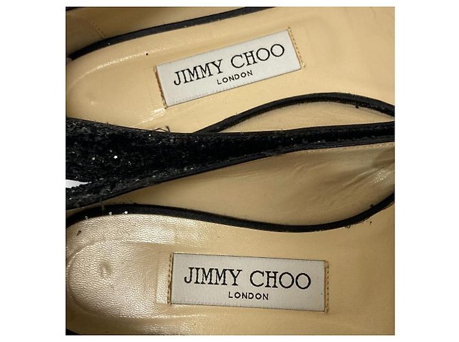 Décolleté Jimmy Choo GALA Glitter Ribbon Pumps Nero - vista 8